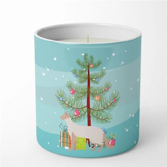 Carolines Treasures CK4591CDL 3.75 X 3.25 In. Unisex Colorpoint Longhair No.2 Cat Merry Christmas 10 Oz Decorative Soy Candle