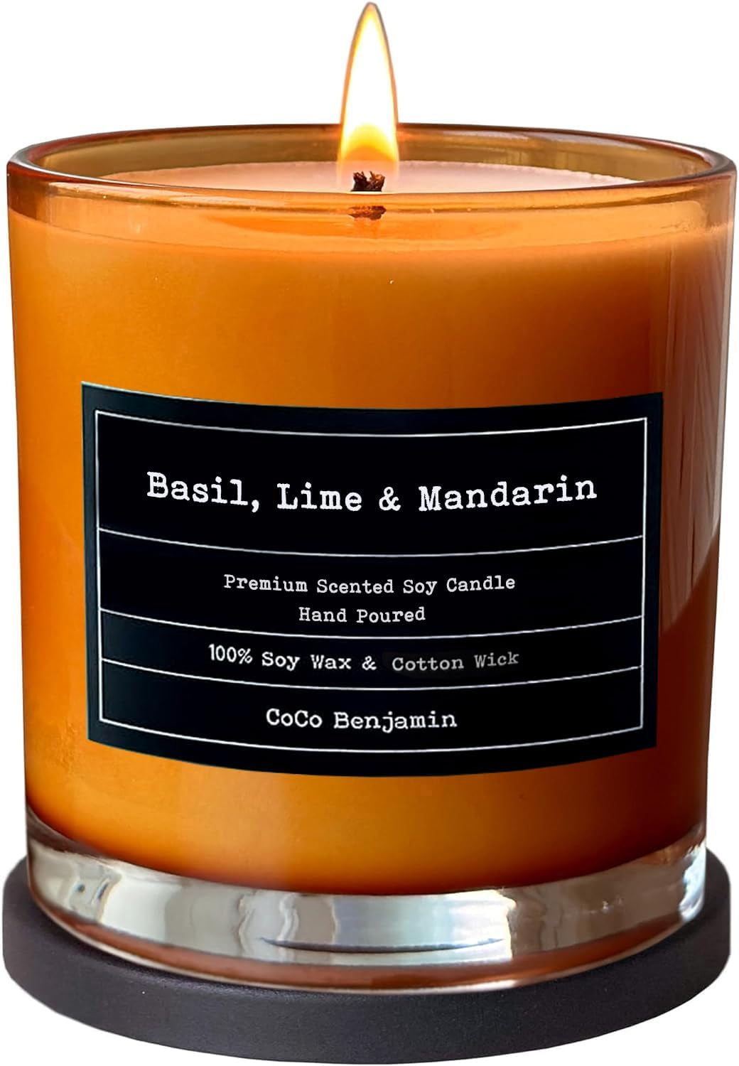 (Basil, Lime & Mandarin) 100% Soy, Highly Scented, Hand Poured Soy Candle